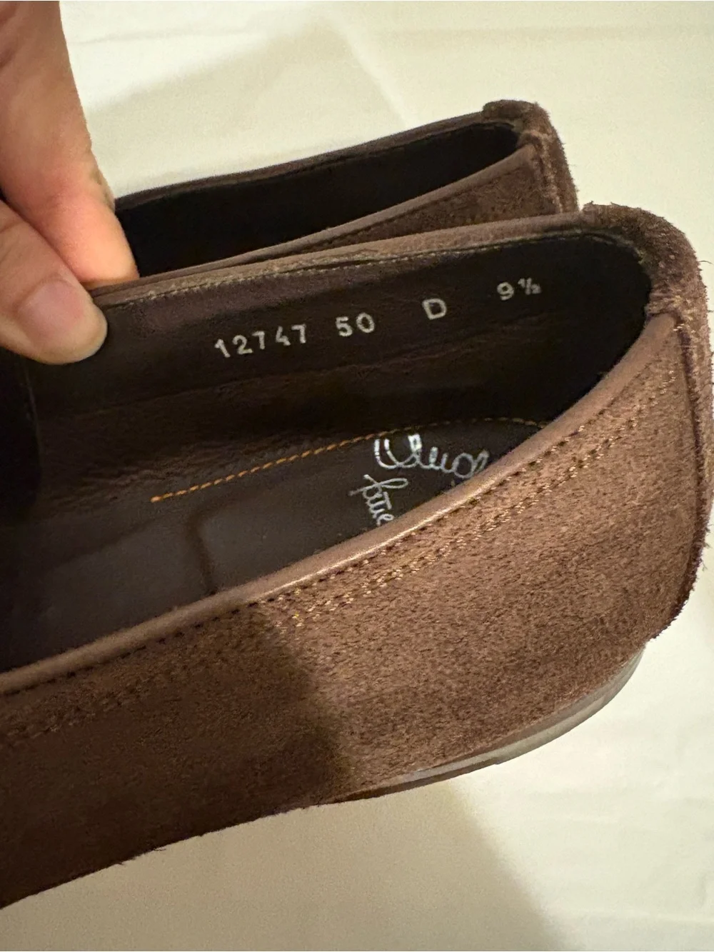SANTONI mens brown suede loafers